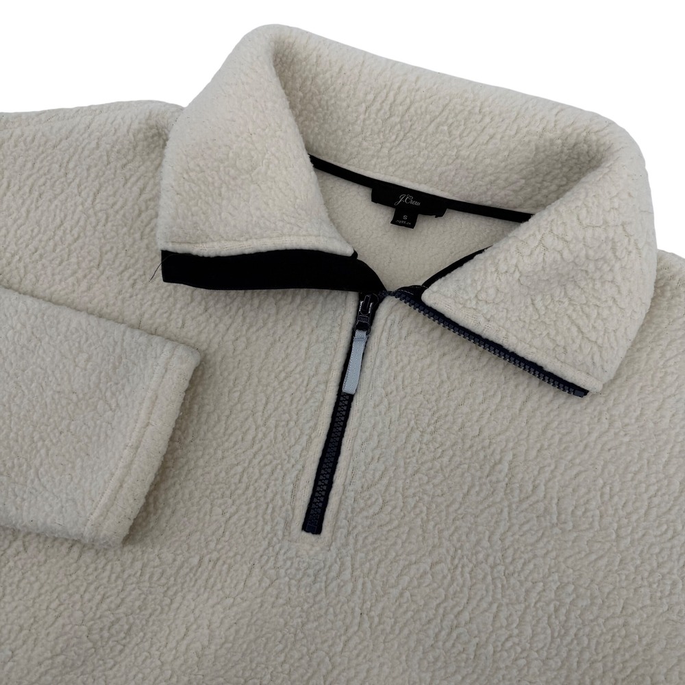 J. Crew Cream Teddy Fleece Sherpa 1/4 Zip Pullover Sweater Women's Small